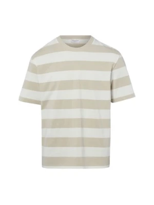 Lindbergh Koszulka męska Mężczyźni Bawełna beżowy|biały w paski,