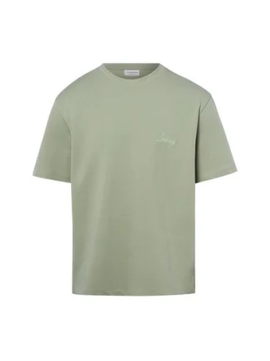 Lindbergh Koszulka męska Mężczyźni Bawełna zielony jednolity,