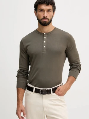 Lindbergh longsleeve bawełniany kolor zielony gładki 30.420095
