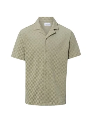 Lindbergh Męska koszula casual Mężczyźni Comfort Fit zielony jednolity,