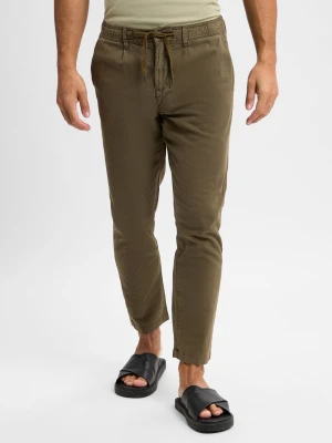 Lindbergh Męskie chinosy Mężczyźni len zielony jednolity,