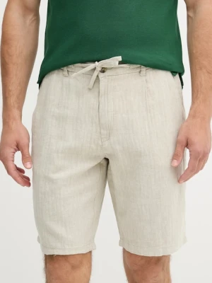 Lindbergh szorty z domieszką lnu kolor beżowy 30-505020