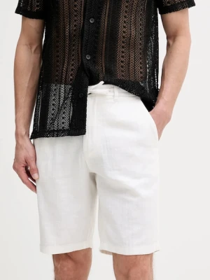 Lindbergh szorty z domieszką lnu kolor biały 30-505020
