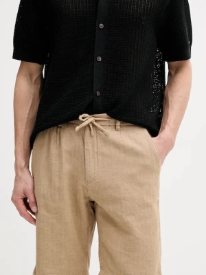 Lindbergh szorty z domieszką lnu męskie kolor beżowy 30-505020