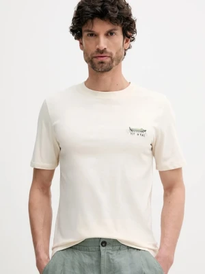 Lindbergh t-shirt bawełniany męski kolor beżowy z aplikacją 30-400235