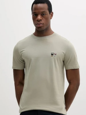 Lindbergh t-shirt bawełniany męski kolor zielony z aplikacją 30-400235