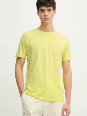 Lindbergh t-shirt bawełniany męski kolor żółty gładki 30-400104