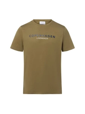 Lindbergh T-shirt męski Mężczyźni Bawełna zielony jednolity,