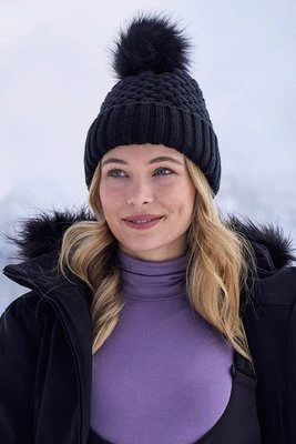 Lisbon damska czapka z podszewką i pomponem Borg - Black Mountain Warehouse