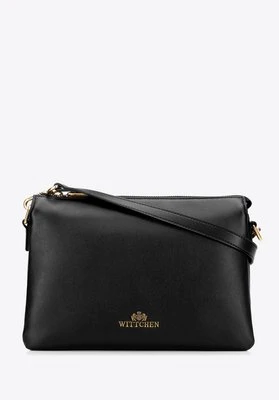 Listonoszka z gładkiej skóry naturalnej trójkomorowa czarno - złota Wittchen