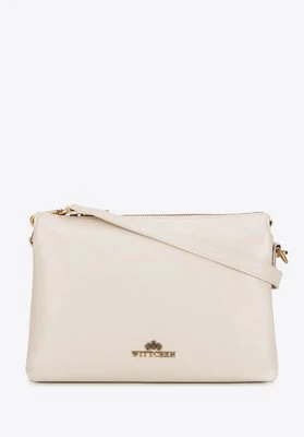 Listonoszka z gładkiej skóry naturalnej trójkomorowa kremowa Wittchen