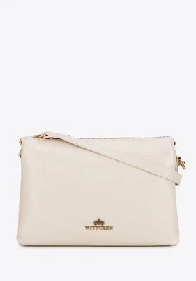 Listonoszka z gładkiej skóry naturalnej trójkomorowa kremowa Wittchen