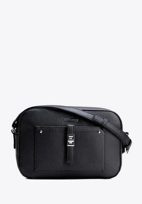 Listonoszka z imitacji skóry z kieszenią na przodzie czarno - srebrna Wittchen