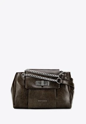 Listonoszka z imitacji skóry z łańcuszkiem ciemnozielona Wittchen