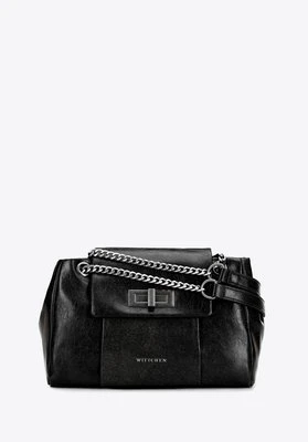 Listonoszka z imitacji skóry z łańcuszkiem czarna Wittchen