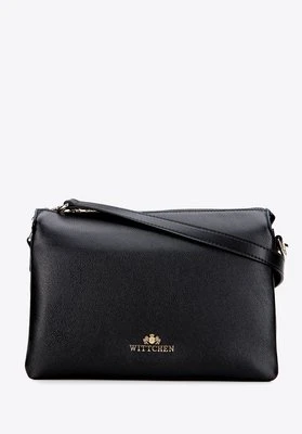 Listonoszka ze skóry naturalnej trójkomorowa czarno - złota Wittchen