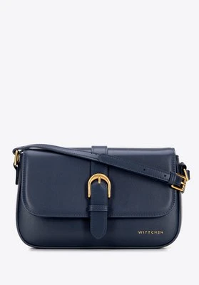 Listonoszka ze skóry naturalnej z dekoracyjnym paskiem granatowa Wittchen