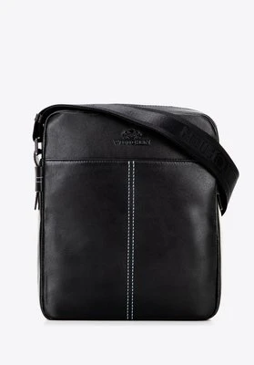 Listonoszka ze skóry z dekoracyjnym przeszyciem czarna Wittchen