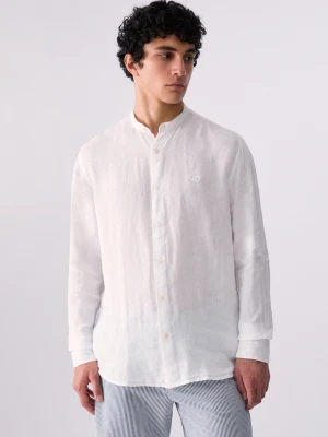 Liu Jo 100% Linen Mandarin-collar Shirt biały