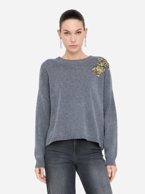 Liu Jo 100% Wool Jumper With Bejewelled Embroidery LIUJO