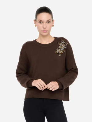 Liu Jo 100% Wool Jumper With Bejewelled Embroidery LIUJO