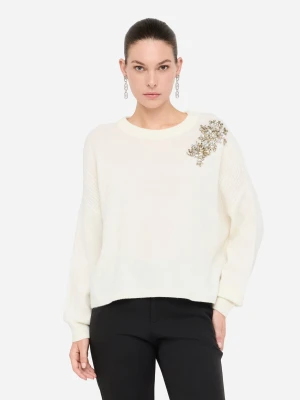 Liu Jo 100% Wool Jumper With Bejewelled Embroidery LIUJO
