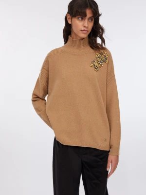 Liu Jo 100% Wool Jumper With Bejewelled Embroidery LIUJO