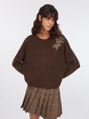 Liu Jo 100% Wool Jumper With Bejewelled Embroidery LIUJO