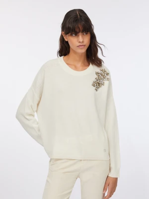 Liu Jo 100% Wool Jumper With Bejewelled Embroidery LIUJO