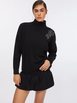 Liu Jo 100% Wool Jumper With Bejewelled Embroidery LIUJO