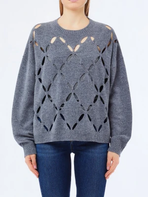 Liu Jo 100% Wool Jumper With Cut-out Detailing szary