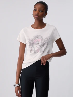 Liu Jo Angel Print T-shirt biały