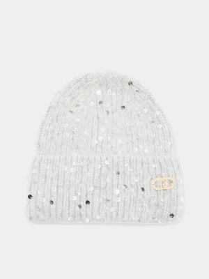 Liu Jo Angora Hat With Sequins Ice Grey