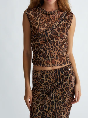 Liu Jo Animal-print Tulle Crop Top LIUJO
