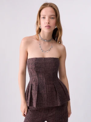 Liu Jo Animalier Jacquard Top brązowy