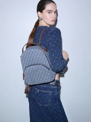 Liu Jo Backpack Monogram In Denim Blue Denim