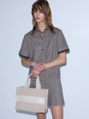 Liu Jo Bag Tote Small In Teddy White Wool