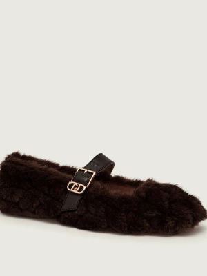 Liu Jo Baleriny Brigitte 11 Mary Jane | shearling | z dodatkiem skóry brązowy