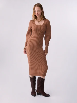 Liu Jo Balloon Knit Dress beżowy