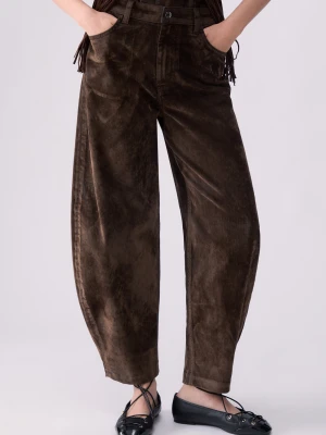 Liu Jo Balloon Velvet Trousers Blue Denim