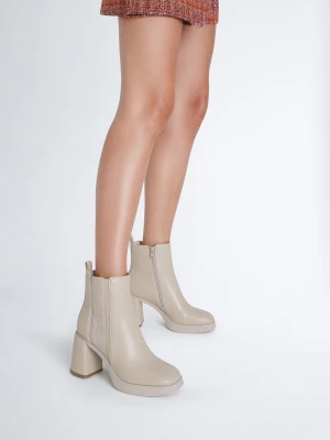 Liu Jo Beige Ankle Boots With Logo LIUJO