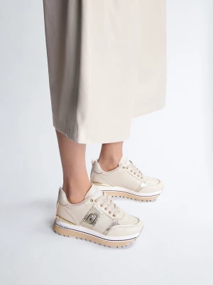 Liu Jo Beige Leather Platform Sneakers LIUJO