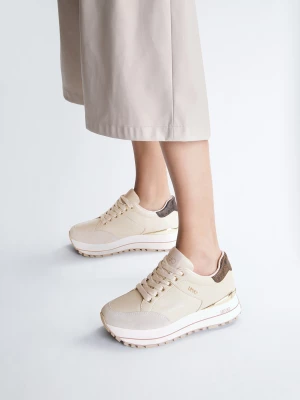 Liu Jo Beige Leather Platform Sneakers LIUJO