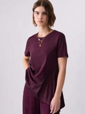 Liu Jo Bimaterial T-shirt Aubergine