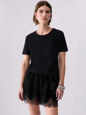 Liu Jo Bimaterial T-shirt czarny