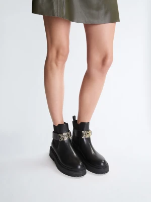 Liu Jo Black Ankle Boots With Maxi-logo LIUJO