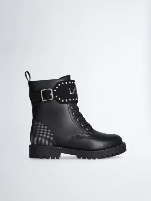 Liu Jo Black Combat Boots With Maxi-logo LIUJO