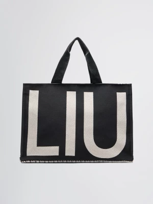 Liu Jo Black Jacquard Monogram Tote Bag LIUJO