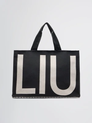 Liu Jo Black Jacquard Monogram Tote Bag LIUJO