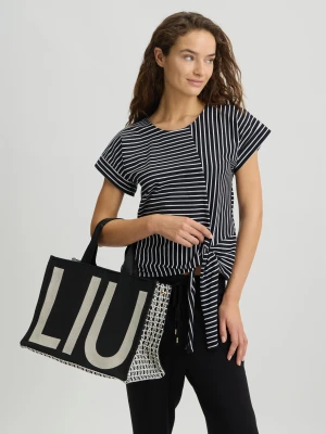 Liu Jo Black Jacquard Monogram Tote Bag LIUJO